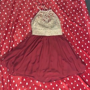 Gold and maroon dress